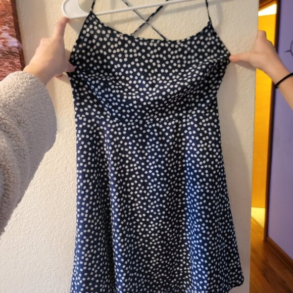 SHEIN Tops - SHEIN Navy and White Spotted Mini Dress